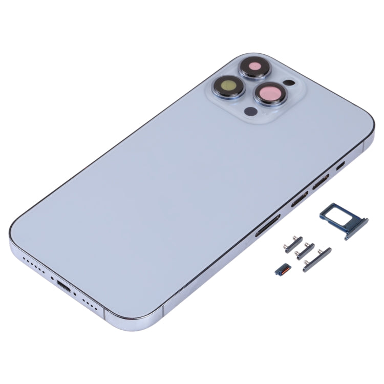 Back Housing Cover with SIM Card Tray & Side  Keys & Camera Lens for iPhone 13 Pro Max(Blue) - Back Cover by PMC TechLife | Online Shopping South Africa | PMC TechLife