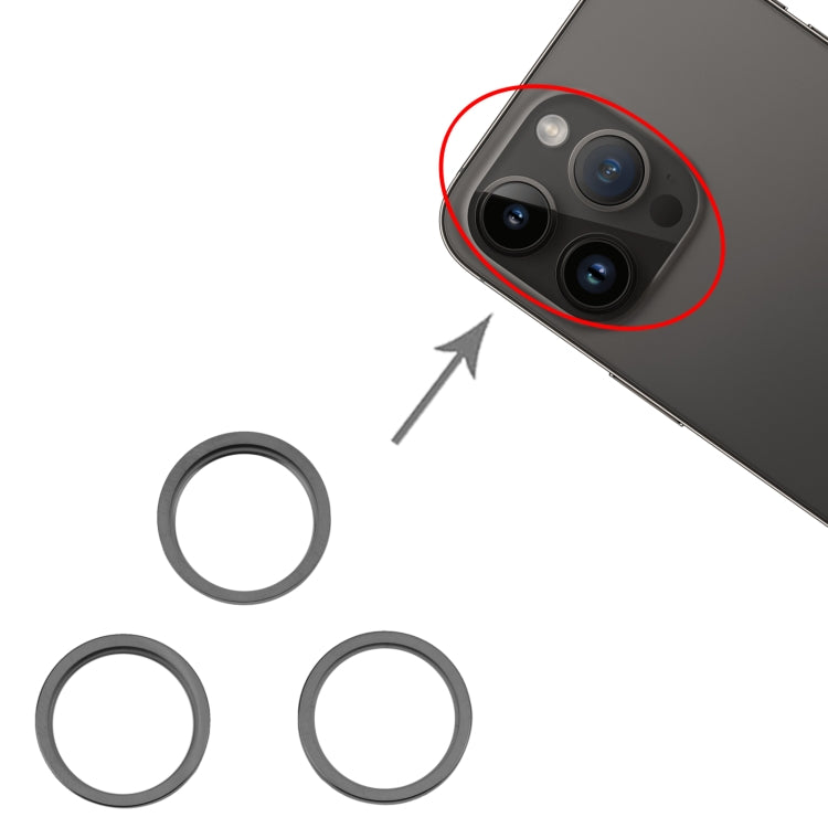 For iPhone 14 Pro Max 3PCS Rear Camera Glass Lens Metal Outside Protector Hoop Ring(Black) -  by PMC TechLife | Online Shopping South Africa | PMC TechLife