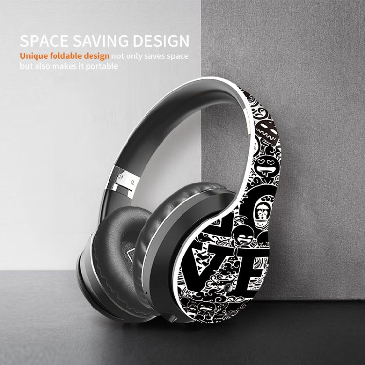 B1 Graffiti Pattern Wireless Bluetooth V5.0 Headset (Black Silver) - Headset & Headphone by PMC TechLife | Online Shopping South Africa | PMC TechLife