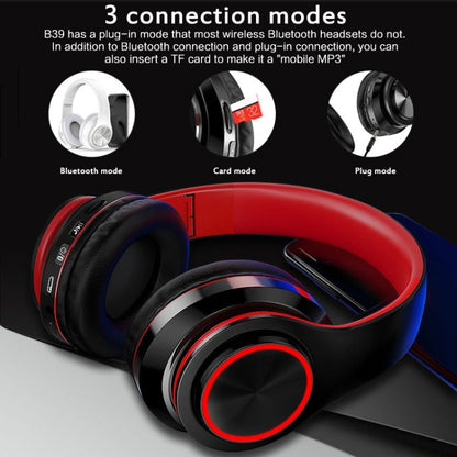 B39 Wireless Bluetooth V5.0 Headset (Black Red) - Headset & Headphone by PMC Jewellery | Online Shopping South Africa | PMC Jewellery