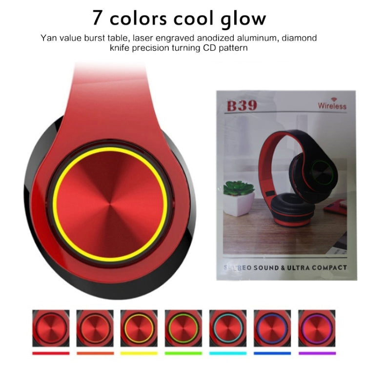 B39 Wireless Bluetooth V5.0 Headset (Black Red) - Headset & Headphone by PMC TechLife | Online Shopping South Africa | PMC TechLife