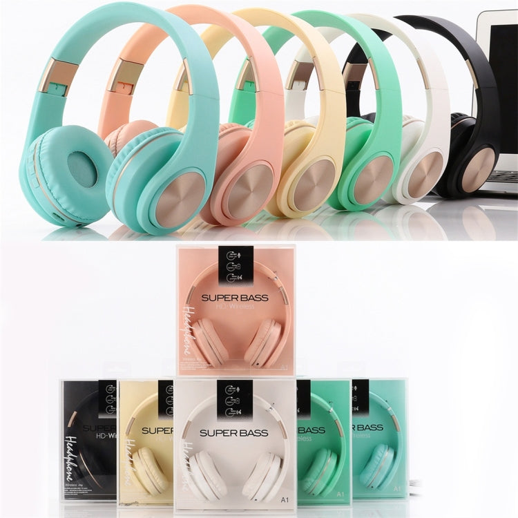A1 Bluetooth 4.2 Candy Color Super Base Bluetooth Headphone, Support Music Play & Switching & Volume Control & Answer(Mint Green) - Headset & Headphone by PMC TechLife | Online Shopping South Africa | PMC TechLife