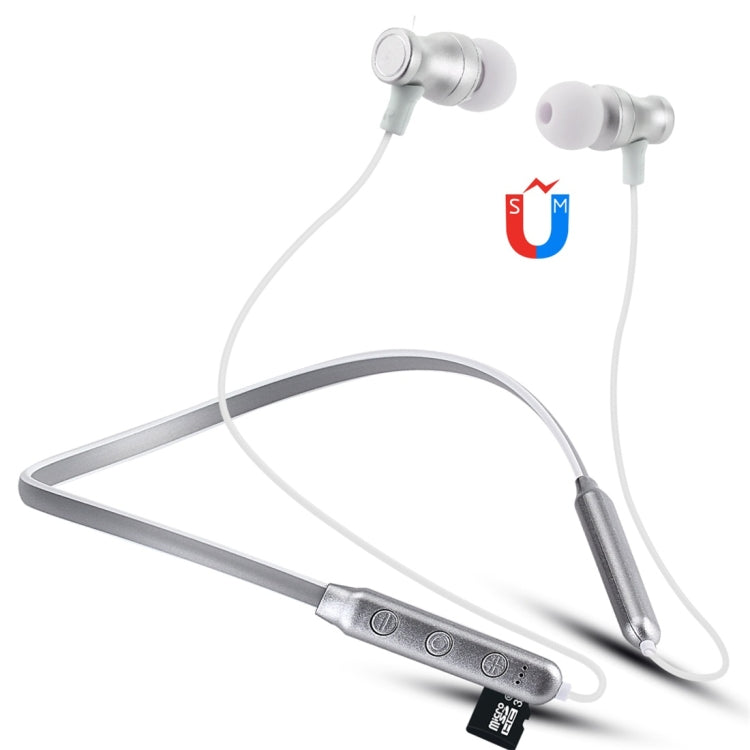 F106 Bluetooth 4.2 Hanging Neck Design Bluetooth Headset, Support Music Play & Switching & Volume Control & Answer(Silver) - Neck-mounted Earphone by PMC TechLife | Online Shopping South Africa | PMC TechLife
