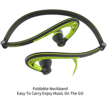 Mucro ML233 Foldable Wired Running Sports Headphones Night Neckband In-Ear Stereo Earphones, Cable Length: 1.2m(Green) - Sport Earphone by Mucro | Online Shopping South Africa | PMC Jewellery