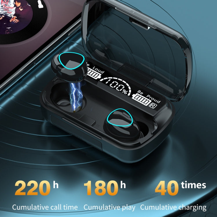 M10 Bluetooth 5.1 TWS Digital Display Wireless Bluetooth Earphone with Charging Box, Support Touch & Siri & Battery Display(Green) - TWS Earphone by PMC Jewellery | Online Shopping South Africa | PMC Jewellery