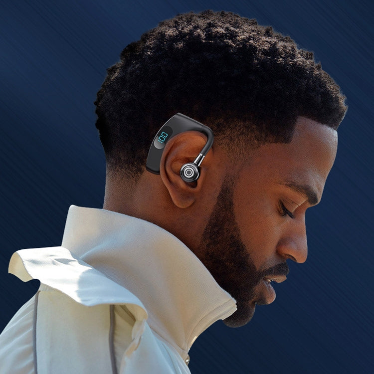 V12 Bluetooth 5.2 Business Hanging Ear Style Smart LED Digital Display Wireless Bluetooth Earphone with Charging Box (Blue) - Bluetooth Earphone by PMC TechLife | Online Shopping South Africa | PMC TechLife