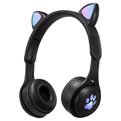 B30 Cat Paw Cat Ears Colorful Luminous Foldable Bluetooth Headset with 3.5mm Jack & TF Card Slot(Black) - Headset & Headphone by PMC Jewellery | Online Shopping South Africa | PMC Jewellery