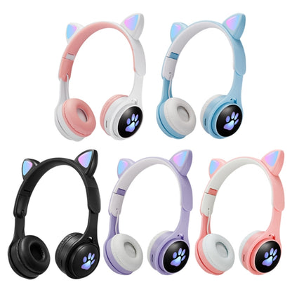 B30 Cat Paw Cat Ears Colorful Luminous Foldable Bluetooth Headset with 3.5mm Jack & TF Card Slot(Blue) - Headset & Headphone by PMC Jewellery | Online Shopping South Africa | PMC Jewellery