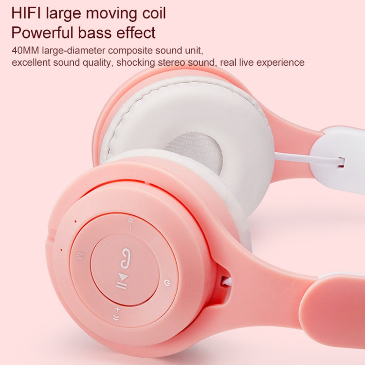 M6 Luminous Cat Ears Two-color Foldable Bluetooth Headset with 3.5mm Jack & TF Card Slot(White) - Headset & Headphone by PMC TechLife | Online Shopping South Africa | PMC TechLife