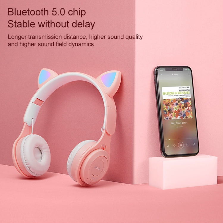 M6 Luminous Cat Ears Pure-color Foldable Bluetooth Headset with 3.5mm Jack & TF Card Slot (White) - Headset & Headphone by PMC TechLife | Online Shopping South Africa | PMC TechLife