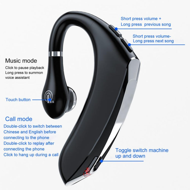 DS800 Bluetooth 5.0 Universal Hanging Ear Style Business Sports Wireless Bluetooth Earphone, Classic Version (Black) - Bluetooth Earphone by PMC TechLife | Online Shopping South Africa | PMC TechLife