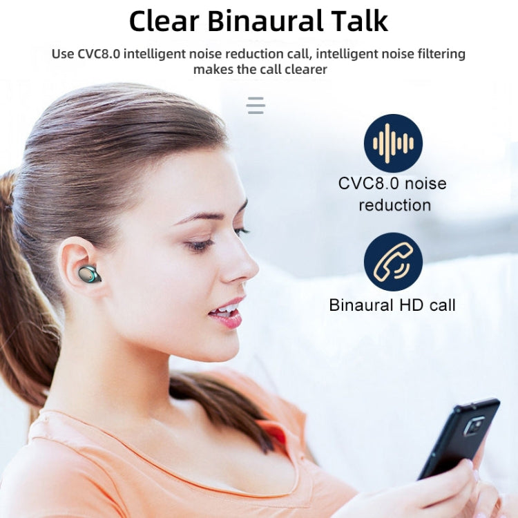 F9-5C LED Light + Digital Display Noise Reduction Bluetooth Earphone with Hand Strap(White) - Bluetooth Earphone by PMC TechLife | Online Shopping South Africa | PMC TechLife