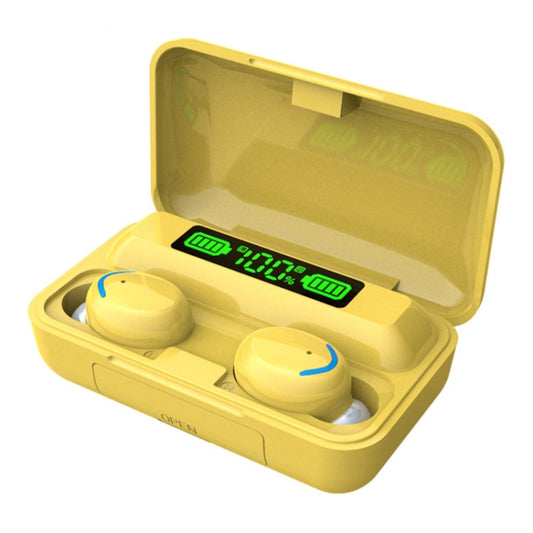 F9-5C Macaron Series LED Light + Digital Display Noise Reduction Bluetooth Earphone(Yellow) - Bluetooth Earphone by PMC Jewellery | Online Shopping South Africa | PMC Jewellery