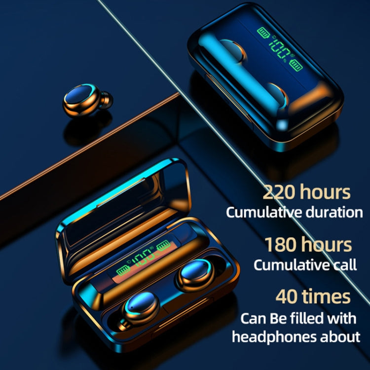 F9-5C Four-bar Breathing Light + Digital Display Noise Reduction Bluetooth Earphone(Black) - Bluetooth Earphone by PMC TechLife | Online Shopping South Africa | PMC TechLife