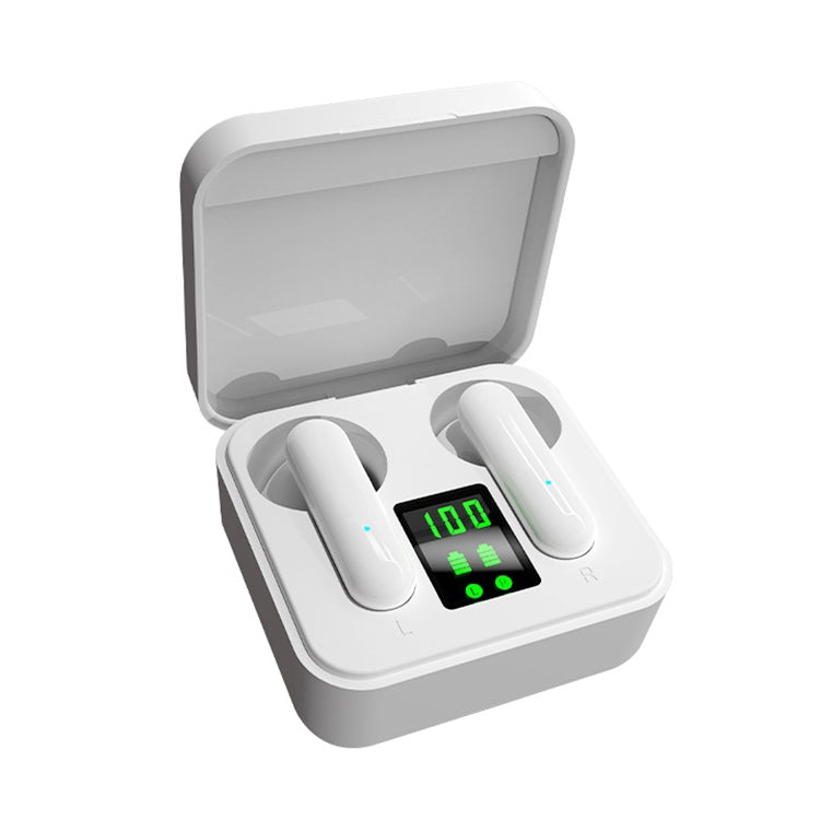 ETE-16 TWS Semi-In-Ear Digital Display Sports Bluetooth Earphones (White) - TWS Earphone by PMC Jewellery | Online Shopping South Africa | PMC Jewellery