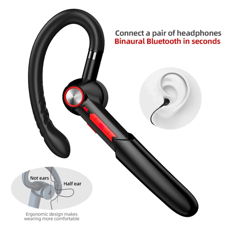 ME-100 TWS Business Rotating Universal True Stereo 5.0 Version Hanging Ear In-Ear Bluetooth Headset(Red + Black) - Bluetooth Earphone by PMC TechLife | Online Shopping South Africa | PMC TechLife