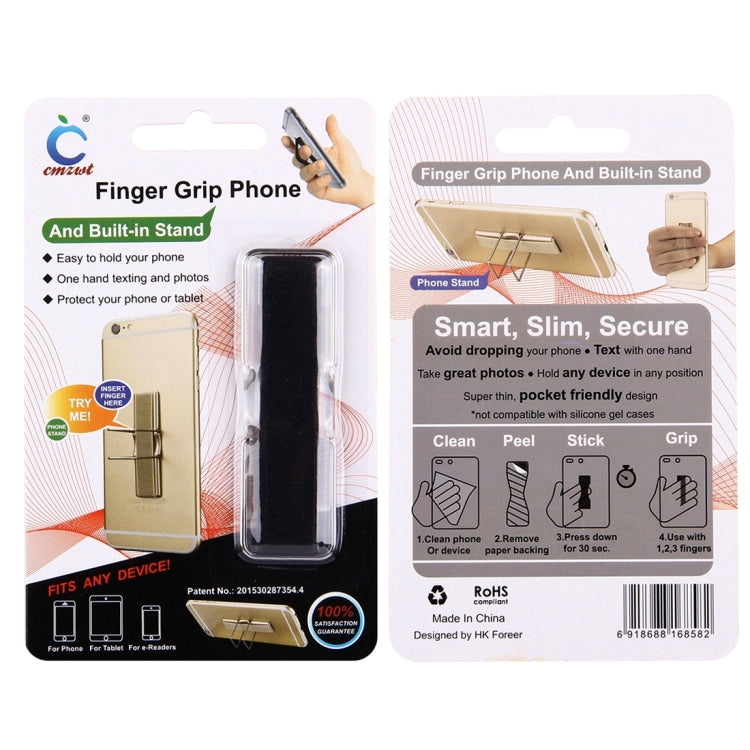 2 in 1 Adjustable Universal Mini Adhesive Holder Stand + Slim Finger Grip, Size: 7.3 x 2.2 x 0.3 cm(Black) - Ring Holder by PMC Jewellery | Online Shopping South Africa | PMC Jewellery