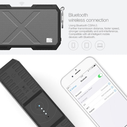 NILLKIN X-Man Portable Outdoor Sports Waterproof Bluetooth Speaker Stereo Wireless Sound Box Subwoofer Audio Receiver, For iPhone, Galaxy, Sony, Lenovo, HTC, Huawei, Google, LG, Xiaomi, other Smartphones(Black) - Waterproof Speaker by NILLKIN | Online Shopping South Africa | PMC Jewellery