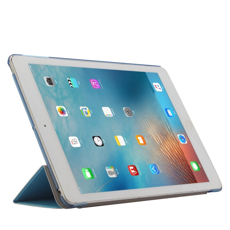 For iPad 9.7 (2018) & iPad 9.7 inch (2017) & iPad Air Silk Texture Horizontal Flip Leather Case with Three-folding Holder(Blue) - iPad 9.7 (2018) & (2017) Cases by PMC TechLife | Online Shopping South Africa | PMC TechLife | Buy Now Pay Later Mobicred