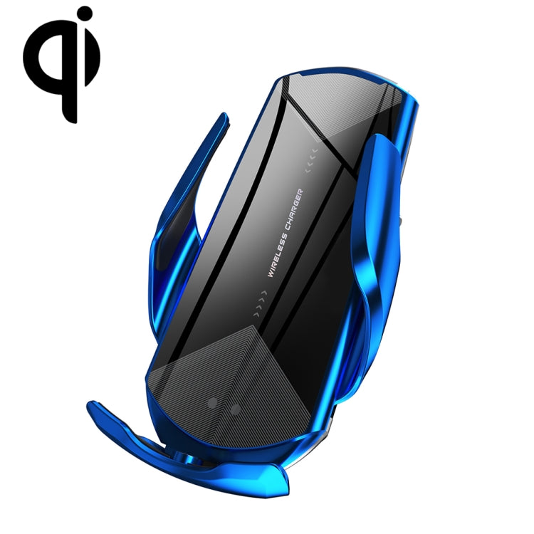 Q2 15W Universal Rotation Infrared Induction Magnetic Car Wireless Charging Mobile Phone Holder with Micro USB + 8 Pin + Type-C / USB-C Magnetic Connector(Blue) - Wireless Charger Holders by PMC Jewellery | Online Shopping South Africa | PMC Jewellery