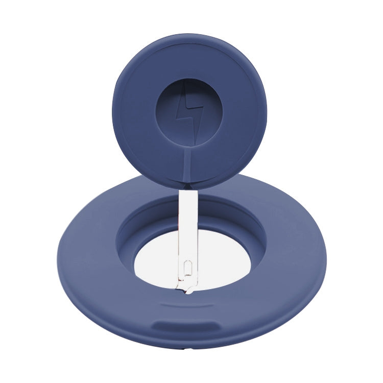 2 in 1 Silicone Desktop Wireless Charger Telescopic Stand For iPhone / Watch Wireless Charger (Gray Blue) - Desktop Holder by PMC TechLife | Online Shopping South Africa | PMC TechLife