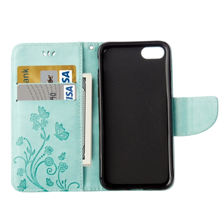 For  iPhone 8 & 7  Pressed Flowers Horizontal Flip Leather Case with Holder & Card Slots & Wallet(Green) - More iPhone Cases by PMC TechLife | Online Shopping South Africa | PMC TechLife | Buy Now Pay Later Mobicred