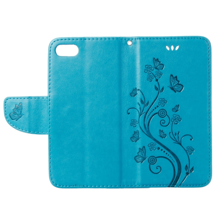 For  iPhone 8 & 7  Pressed Flowers Horizontal Flip Leather Case with Holder & Card Slots & Wallet(Blue) - free shipping - PMC TechLife - Order now!