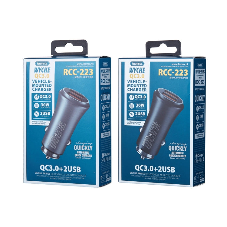 REMAX RCC-223 Vitor Series 30W QC 3.0 Dual USB Interface Car Charger(Black) - Car Charger by REMAX | Online Shopping South Africa | PMC Jewellery