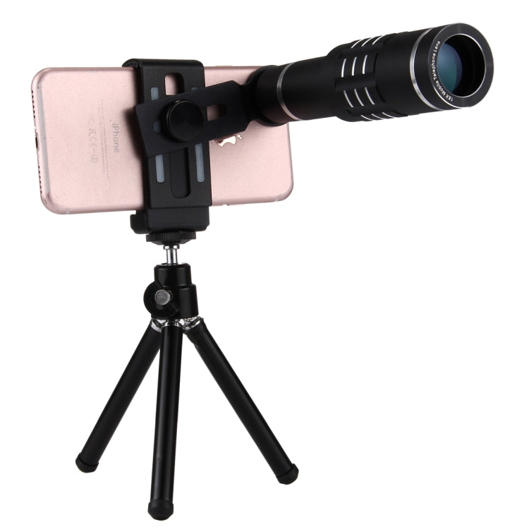 Universal 18X Magnification Lens Mobile Phone 3 in 1 Telescope + Tripod Mount + Mobile Phone Clip(Black) - Telescope & Microscope by PMC Jewellery | Online Shopping South Africa | PMC Jewellery