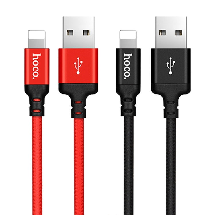 hoco X14 1m Nylon Braided Aluminium Alloy USB to 8 Pin Data Sync Charging Cable(Red) - Normal Style Cable by hoco | Online Shopping South Africa | PMC Jewellery