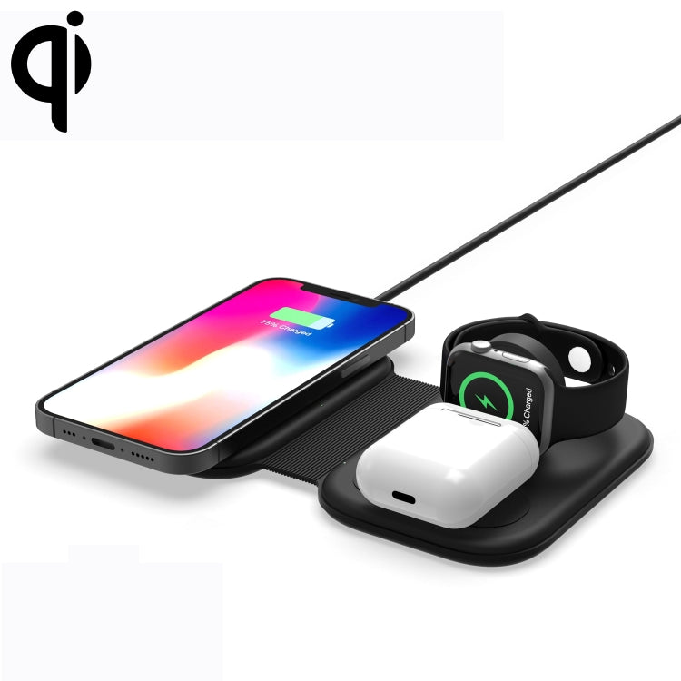 F20 3 in 1 15W Multi-function Magnetic Folding Wireless Charger for iPhone Series & Apple Watches & AirPods(Black) - Wireless Charger by PMC TechLife | Online Shopping South Africa | PMC TechLife