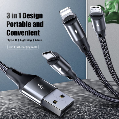 ROCK G18 Flash Charge Series 3 in 1 Data Cable USB to 8PIN + USB-C / Type-C + Micro USB Charging Cable, Cable Length: 120cm - Multifunction Cable by ROCK | Online Shopping South Africa | PMC Jewellery