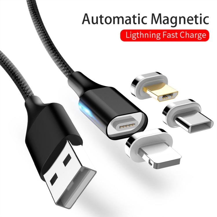 M11 3 in 1 3A USB to 8 Pin + Micro USB + USB-C / Type-C Nylon Braided Magnetic Data Cable, Cable Length: 1m (Red) - Charging Cable & Head by PMC TechLife | Online Shopping South Africa | PMC TechLife