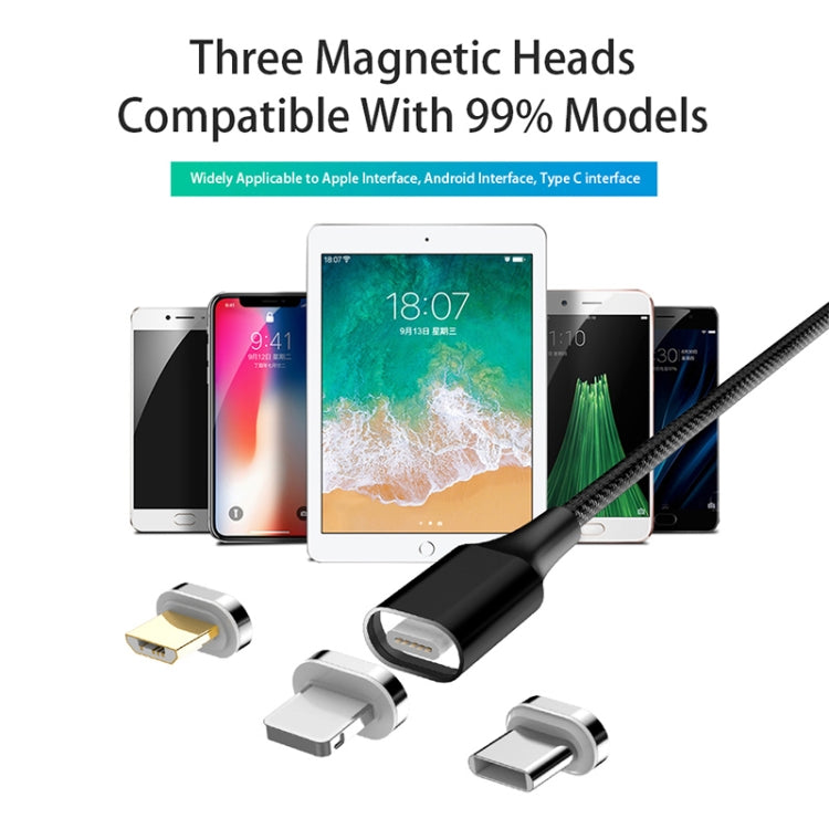 M11 3 in 1 3A USB to 8 Pin + Micro USB + USB-C / Type-C Nylon Braided Magnetic Data Cable, Cable Length: 2m (Blue) - Charging Cable & Head by PMC TechLife | Online Shopping South Africa | PMC TechLife