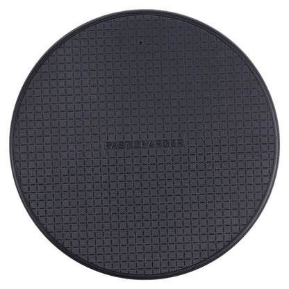 10W QI Plaid Pattern Round Plastic Wireless Charger (Black) - Wireless Charger by PMC Jewellery | Online Shopping South Africa | PMC Jewellery