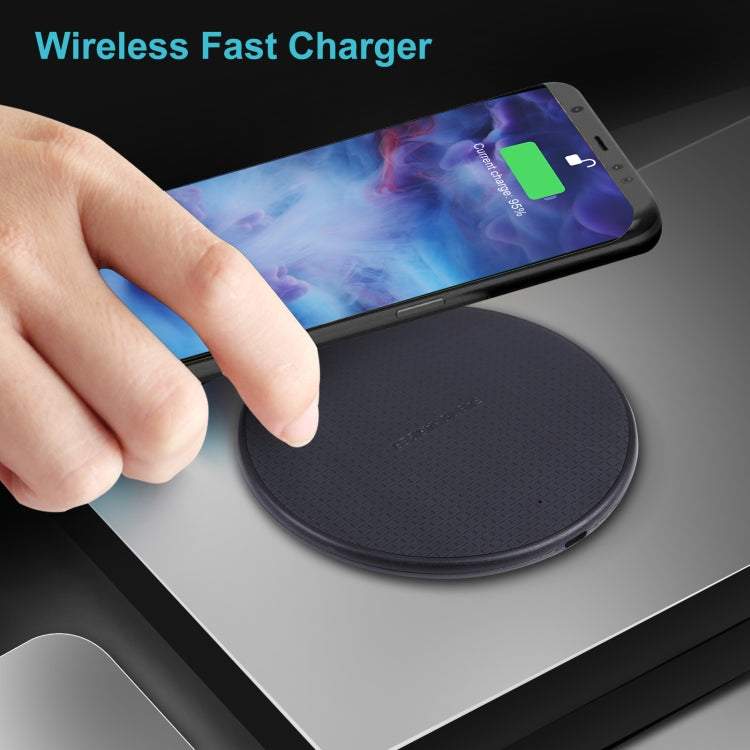 10W QI Plaid Pattern Round Plastic Wireless Charger (Black) - Wireless Charger by PMC Jewellery | Online Shopping South Africa | PMC Jewellery