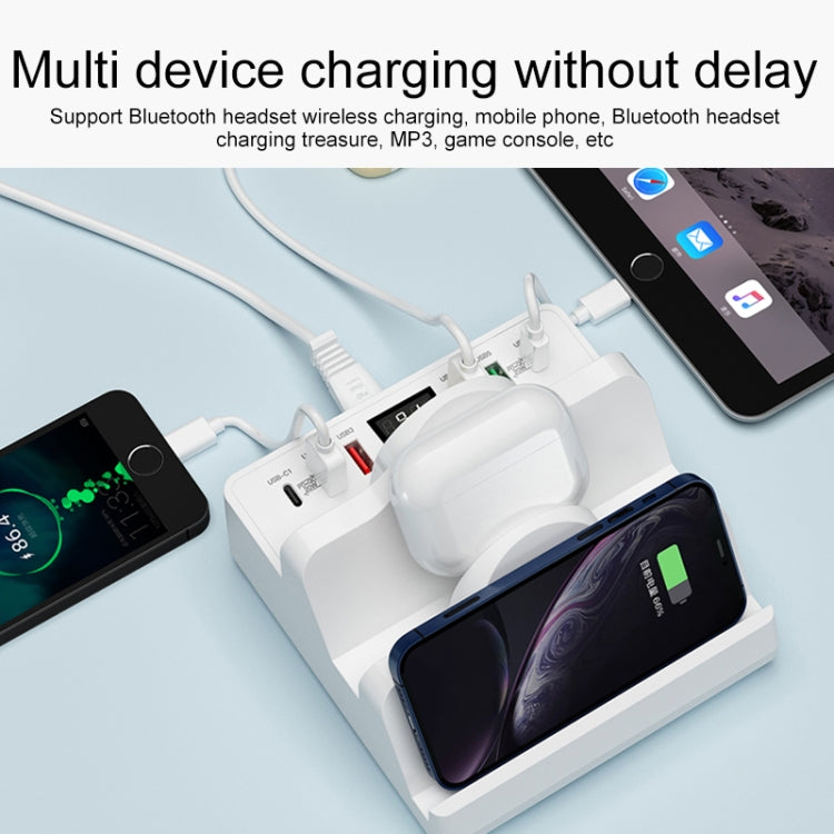 F6 Multifunctional Dual Wireless Charger with Phone Holder & Current Display, EU Plug - Wireless Charger by PMC Jewellery | Online Shopping South Africa | PMC Jewellery