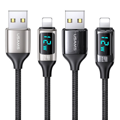 USAMS US-SJ543 U78 8 Pin Aluminum Alloy Digital Display Charging Data Cable, Length: 1.2m (White) - Normal Style Cable by USAMS | Online Shopping South Africa | PMC Jewellery