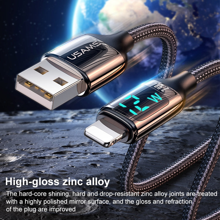 USAMS US-SJ543 U78 8 Pin Aluminum Alloy Digital Display Charging Data Cable, Length: 1.2m (White) - Normal Style Cable by USAMS | Online Shopping South Africa | PMC Jewellery