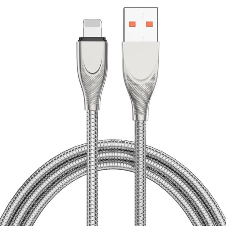 ADC-009 USB to 8 Pin Zinc Alloy Hose Fast Charging Data Cable, Cable Length: 1m (Silver) - Normal Style Cable by PMC TechLife | Online Shopping South Africa | PMC TechLife