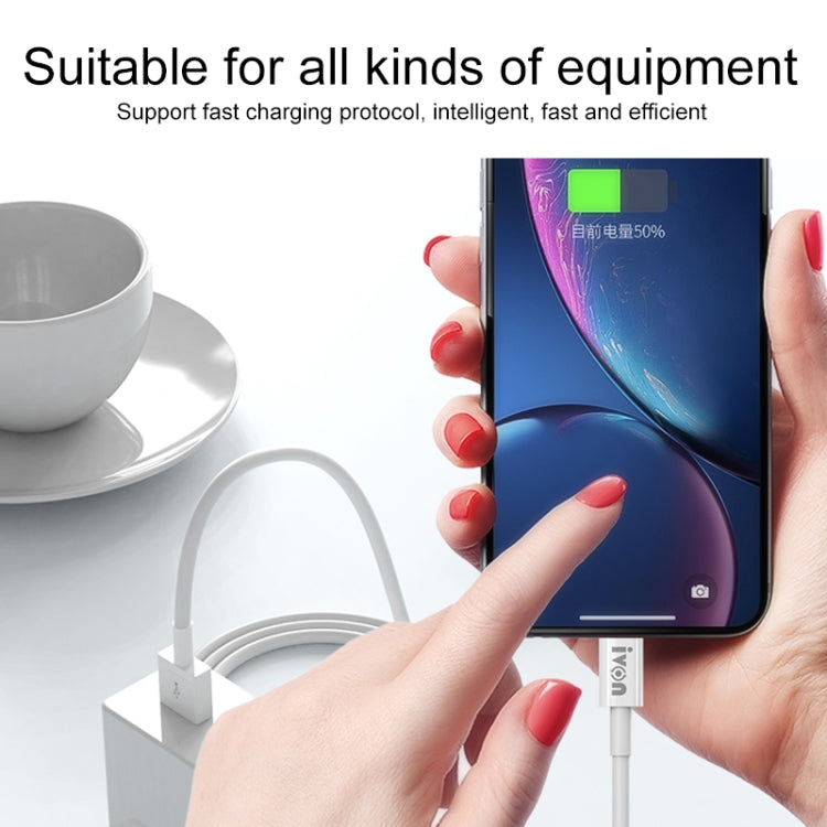 IVON CA70 8 Pin Fast Charging Data Cable, Length: 1m (White) - Normal Style Cable by IVON | Online Shopping South Africa | PMC TechLife