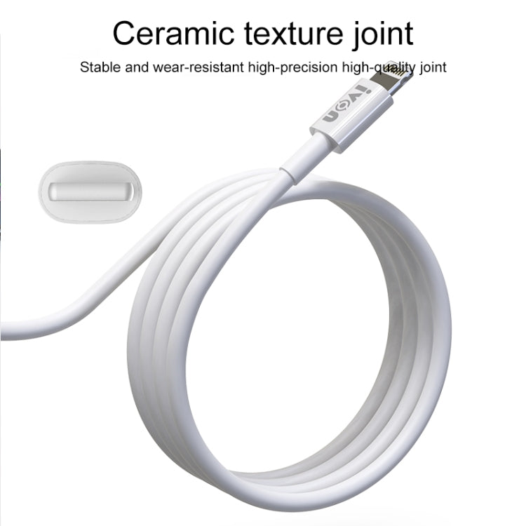 IVON CA70 8 Pin Fast Charging Data Cable, Length: 2m (White) - Normal Style Cable by IVON | Online Shopping South Africa | PMC TechLife | Buy Now Pay Later Mobicred