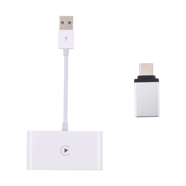 USB + USB-C / Type-C Wired to Wireless Carplay Adapter for iPhone(White) - Bluetooth Adapters by PMC Jewellery | Online Shopping South Africa | PMC Jewellery | Buy Now Pay Later Mobicred