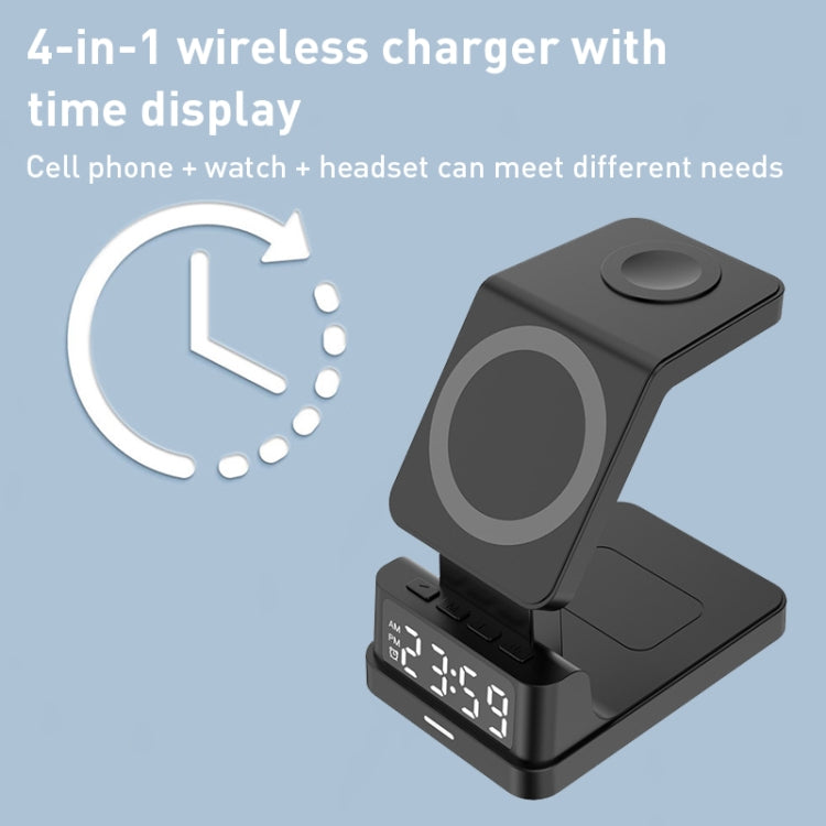 15W 4 in 1 Magnetic Clock Desktop Vertical Wireless Charger (Black) -  by PMC Jewellery | Online Shopping South Africa | PMC Jewellery