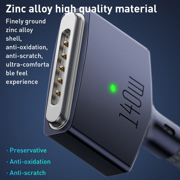140W USB-C / Type-C to MagSafe 3 Nylon Braided Magnetic Charging Cable, Length: 2m (Blue) - free shipping - PMC TechLife - Order now!
