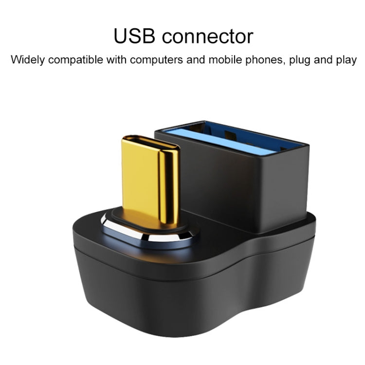 10 Gbps USB Female to USB-C/Type-C Male Magnetic Side Bend Charging Adapter (Grey) - Converter & Adapter by PMC TechLife | Online Shopping South Africa | PMC TechLife