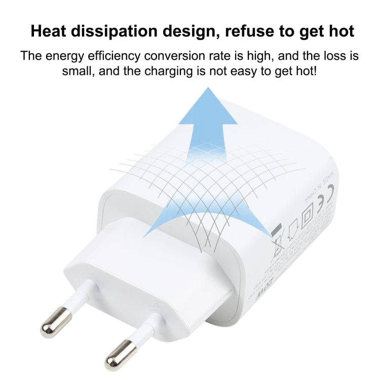 T087 20W USB-C / Type-C + USB Ports Fast Charging Travel Charger, EU Plug - free shipping - PMC TechLife - Order now!