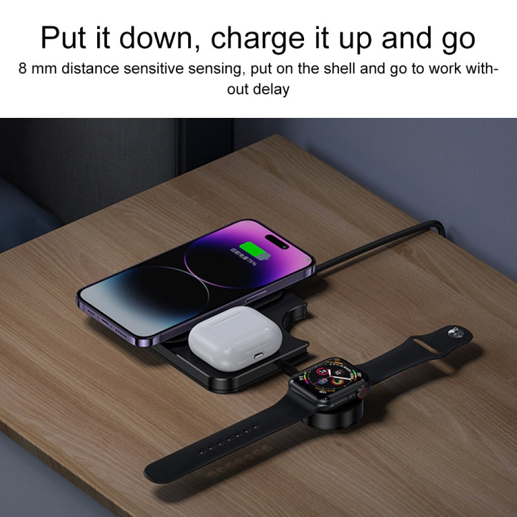 USAMS US-CD190 15W 3 in 1 Multifunctional Desktop Wireless Charger(Black) -  by USAMS | Online Shopping South Africa | PMC Jewellery