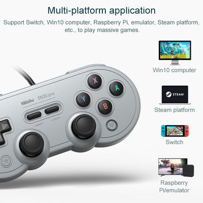 8Bitdo SN30 PRO USB Wired Gamepad Joystick for Swith / Steam / PC(Grey) - Controller Gamepad by 8BitDo | Online Shopping South Africa | PMC Jewellery