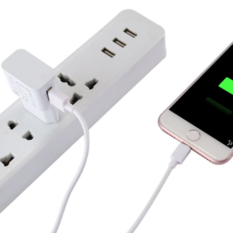 For iPhone 5V 2.1A Intellgent Identification USB Charger with 1m USB to 8 Pin Charging Cable, EU Plug(White) - USB Charger by PMC TechLife | Online Shopping South Africa | PMC TechLife | Buy Now Pay Later Mobicred